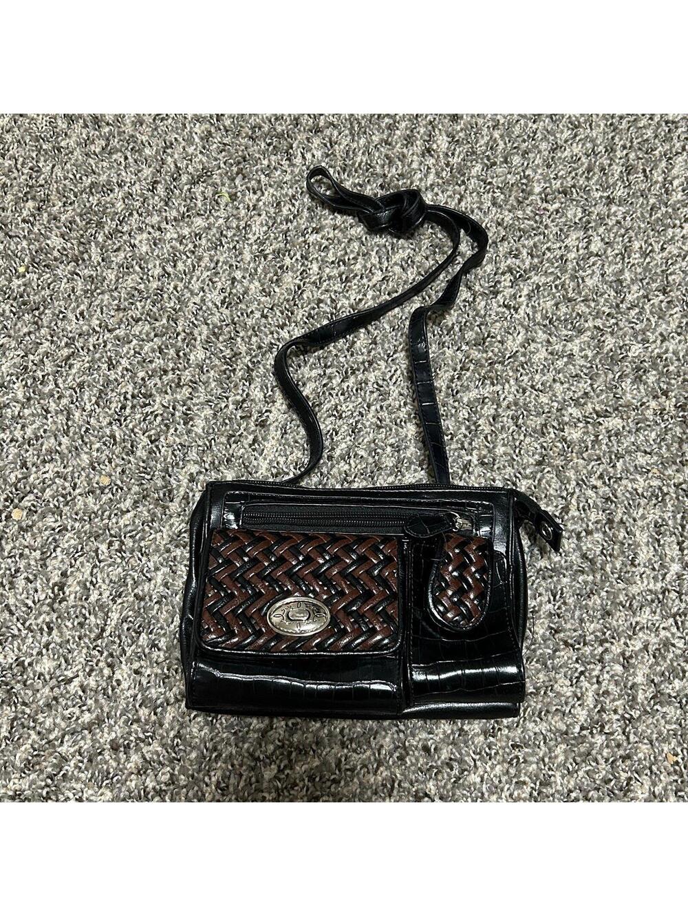 Coldwater Creek 90s/Y2K Brown Black Faux Leather Crossbody Brighton Style Purse